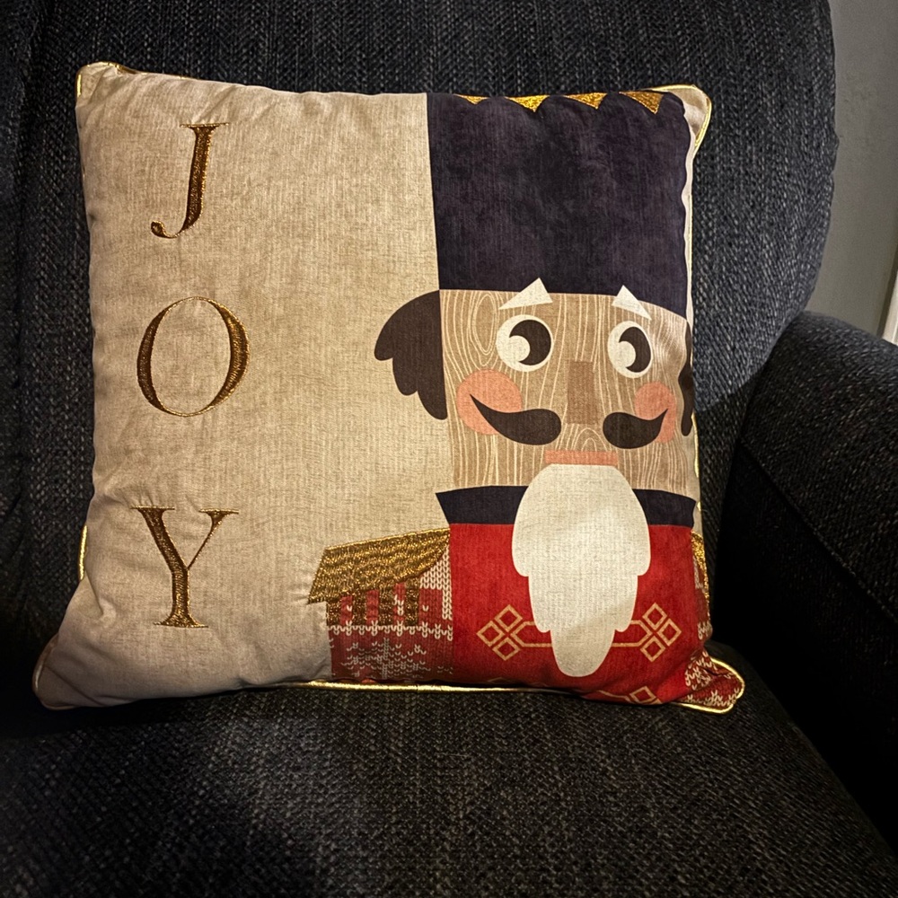 Festive Nutcracker JOY throw Pillow